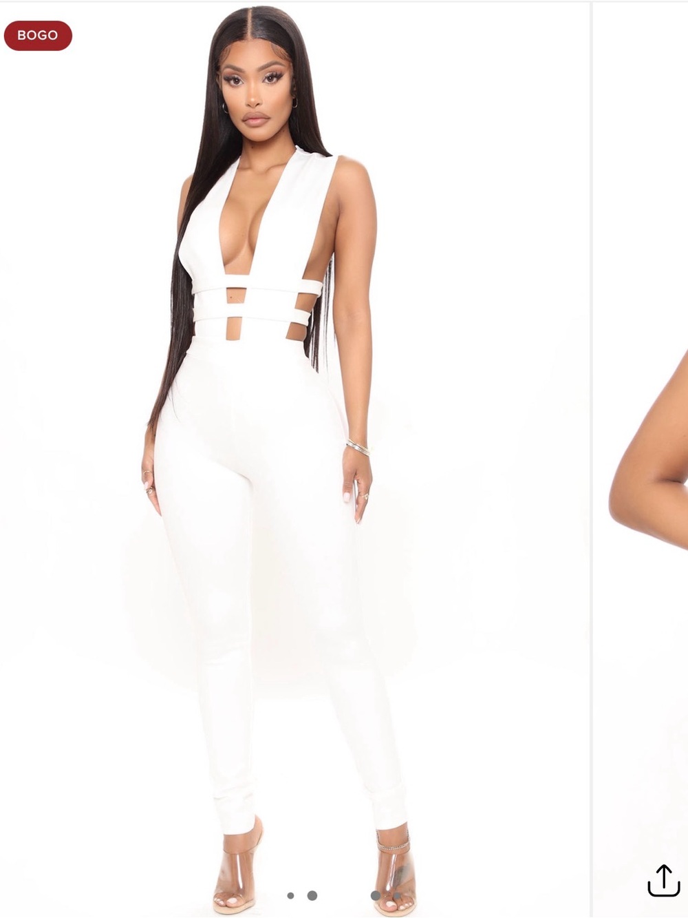 Fashion Nova White Strap Cutout Jumpsuit